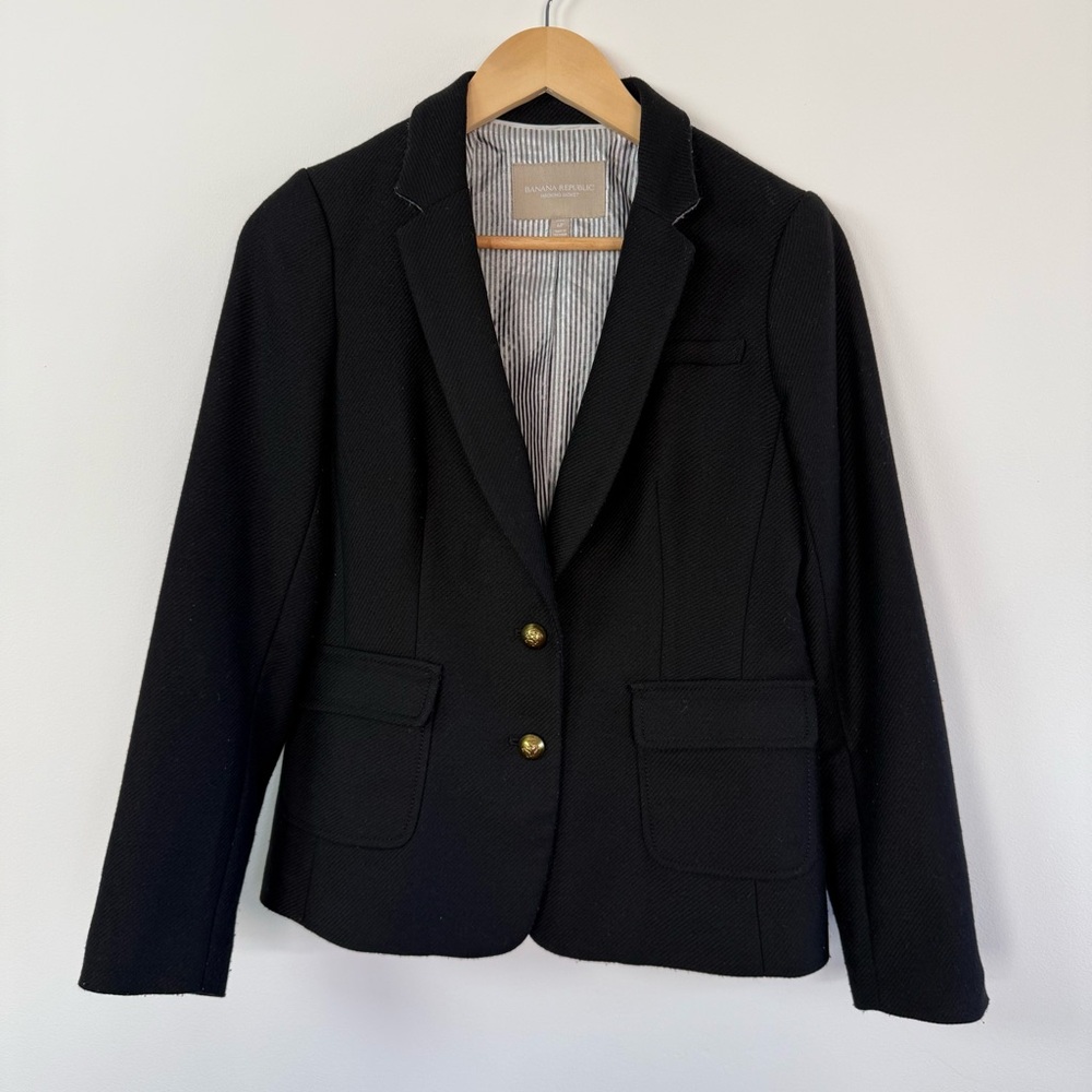 Banana Republic Blazer‎ Black Gold Buttons Size 6P - Picture 11 of 12